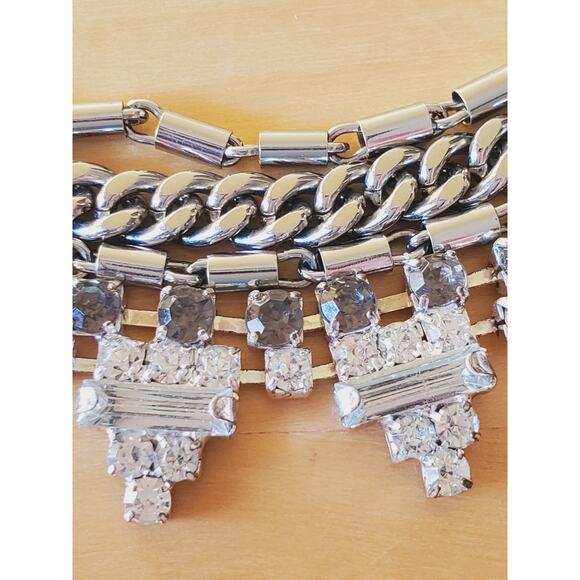 $199 Stella & Dot White Crystals Multi Strand Necklace – Silver Tone 5-in-1 - Picture 3 of 6